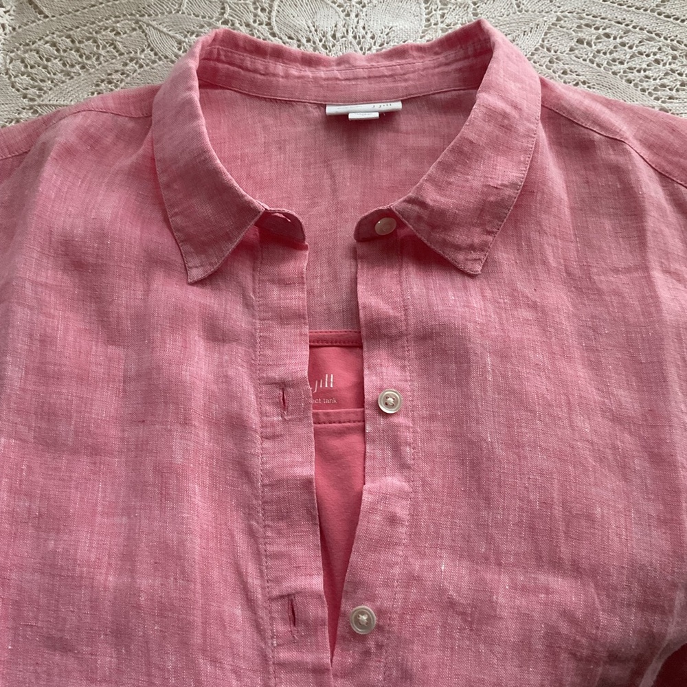 J. Jill linen combo ⭐️ combo tank and button up shirt ⭐️ pink ⭐️ size L - Picture 8 of 8